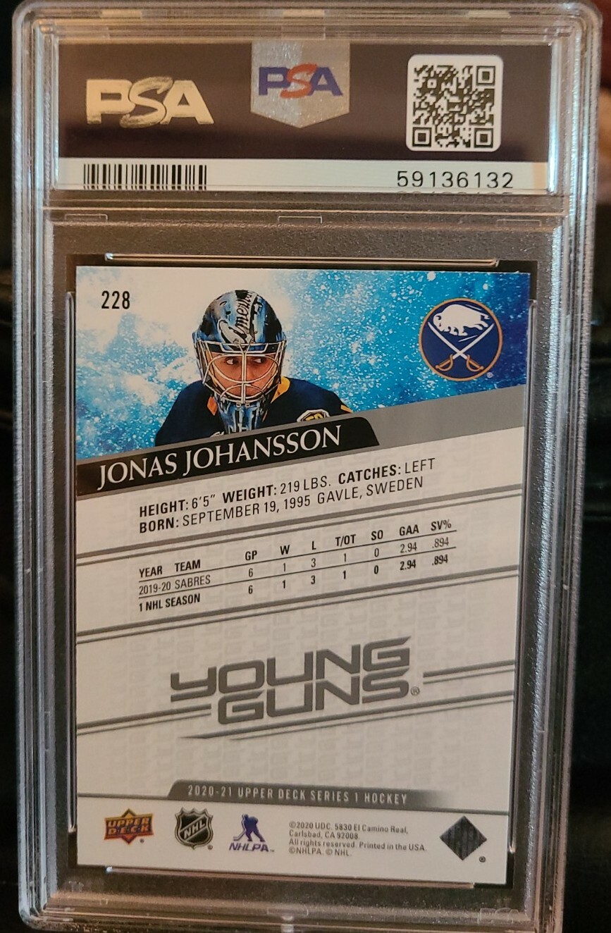 202021 Upper Deck Jonas Johansson Young Guns RC 228 PSA 9 eBay