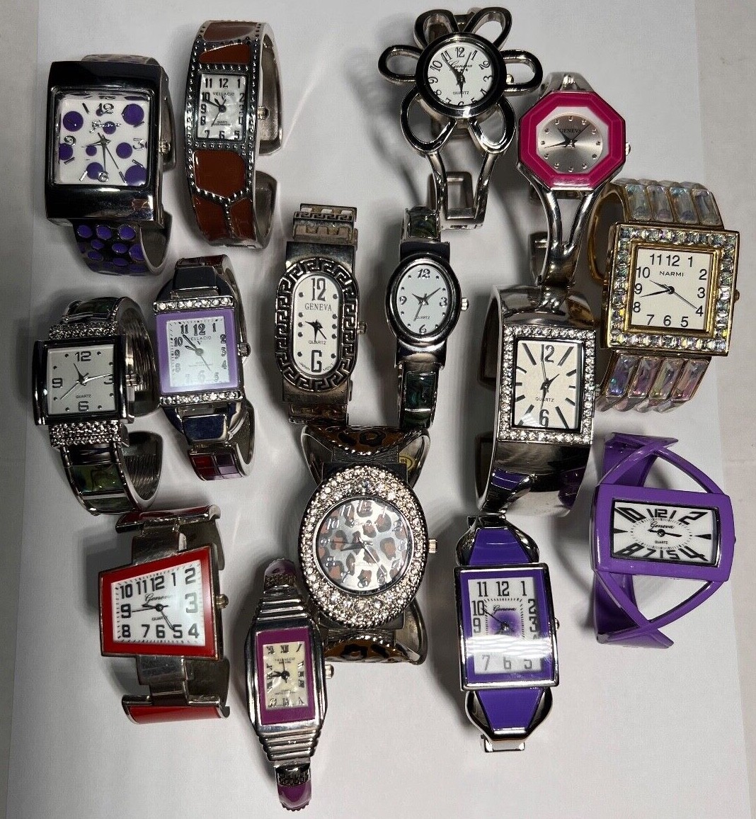 Women's Bangle Cuff Watches Work! NO Batteries Geneva, Ashley, Vellaccio,  Narmi✅