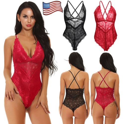 Sexy Women's Lingerie Bodysuit Babydoll Sleepwear Underwear Lace Dress Nightwear