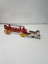Vintage Cast Iron Horse Firetruck 14 INCHES LONG