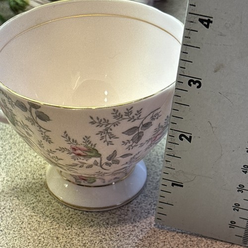 Tuscan Fine English Bone China England Cup & Saucer 9296H Gray, Pink & Gold - Picture 15 of 16