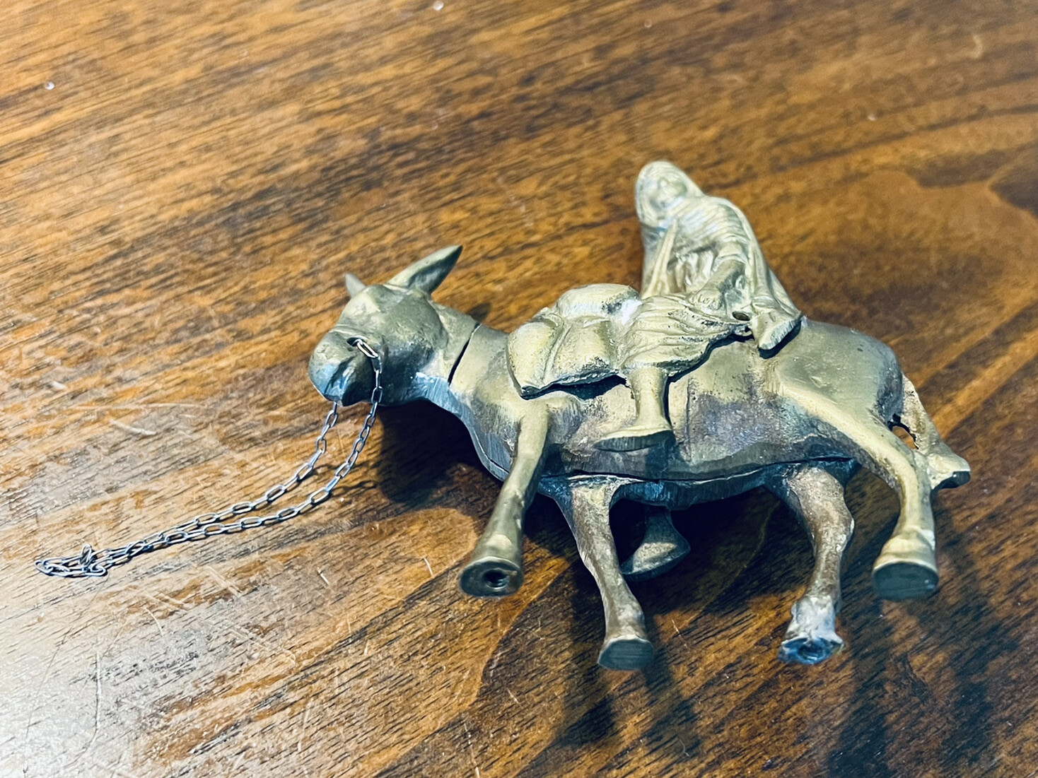 Vintage Turkish Bronze Statue Donkey Arabian Knight Man Small Bronze