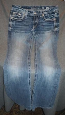 MISS ME Jeans Womens Size 29 Boot Light Distressed Stretch Denim Style JE8008BX