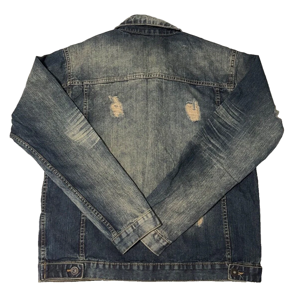 Chaqueta de mezclilla Evolution in Design para hombre grande envejecida motociclista ropa de calle hip hop Foto 2 de 4