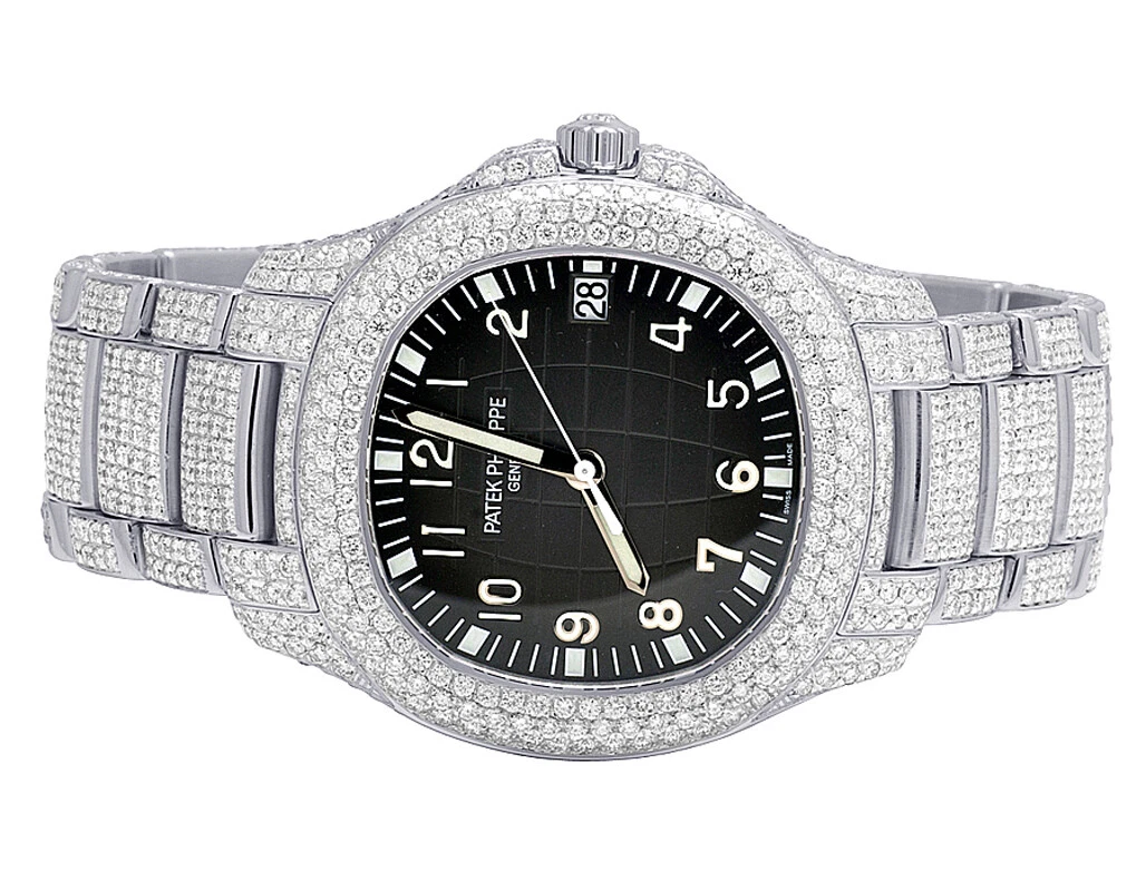 Patek Philippe — Mens Patek Philippe Aquanaut 5167/1a Steel Pave Set VS Diamond Watch 21.5 Ct