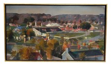 MODERNIST VINTAGE LANDSCAPE CITYSCAPE OIL PAINTING SPERRY ANDREWS LISTED ARTIST