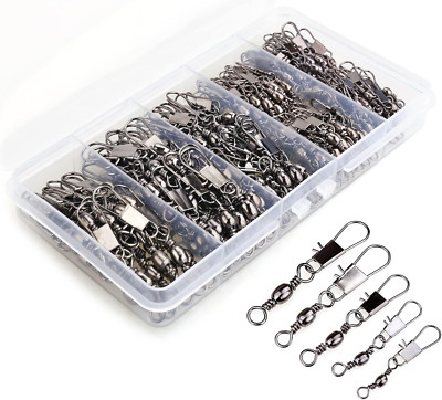 200PCS Barrel Snap Swivel Fishing Accessories, Premium Fishing Gear Equipment wi