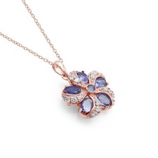 Rose Gold Plated 925 Silver Tanzanite Gemstone Pendant Floral Christmas Jewelry