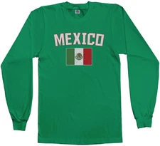 Threadrock Men's Mexico Flag Long Sleeve T-shirt Mexican National Team