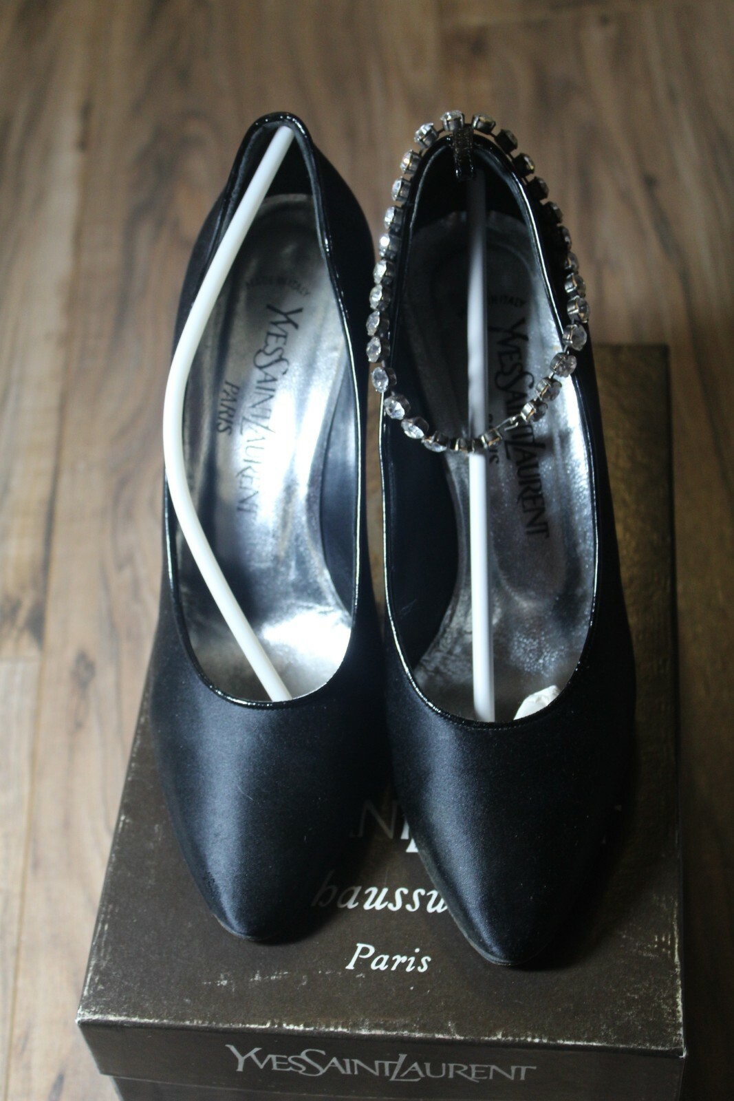 SCARPE DA DONNA YVES SAINT LAURENT VINTAGE classiche nere raso Cbaussures Paris taglia 7