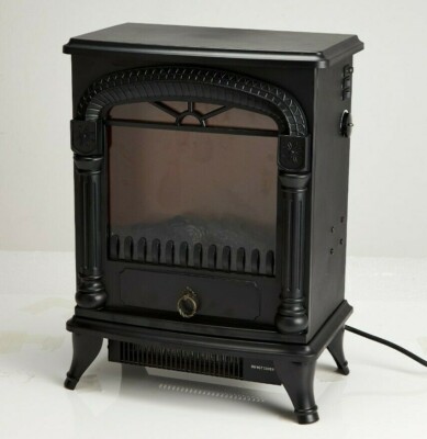 Large 2000W Black Electric Fireplace Stove Heater With Flame Effect Grade B  Used | eBay
