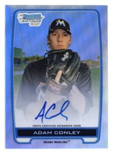 2012 BOWMAN CHROME ADAM CONLEY RC REFRACTOR AUTO AUTOGRAPH MARLINS #012/500