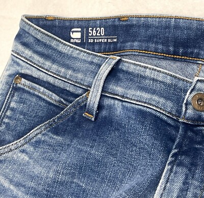 G-STAR RAW MEN'S 5620 3D SUPER SLIM Denim Jeans VINTAGE DESTROY Sz