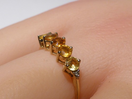9ct Gold Citrine Diamond Ring .65ct UK Hallmark Size N 1/2 Gift Box - Picture 6 of 23