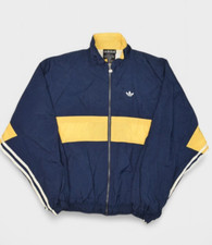 Vintage Adidas Jacket Mens L Track Warm Up Navy Striped Zip Trefoil Logo