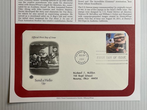 Send A Hello "UP" Disney - First Day Cover Postal Commemorative Society 2011 - Picture 3 of 3
