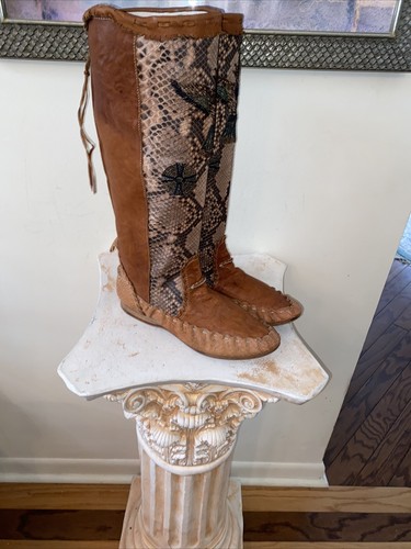 BOTAS TRIBALES ARTESANAS PIEL SERPIENTE RARAS Mujer BORDADAS ÁGUILA 9 | eBay