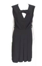 New Prada Bow Black Detail Silk Dress IT 44 DE 38/40