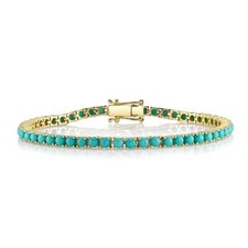 Natural Turquoise Tennis Bracelet 18K Gold vermeil Handmade Fine Jewelry