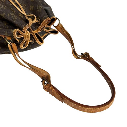 Authenticated Louis Vuitton No Monogram Shoulder Bag Handbag Drawstring Tea - Picture 7 of 10