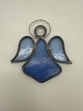 Stained Glass Angel Sun Catcher Blue 4" Tall