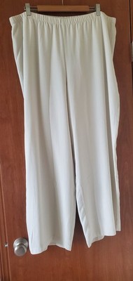 EILEEN FISHER 100% Silk Georgette Crepe Ankle Pant 1X Bone New $258- with Tag