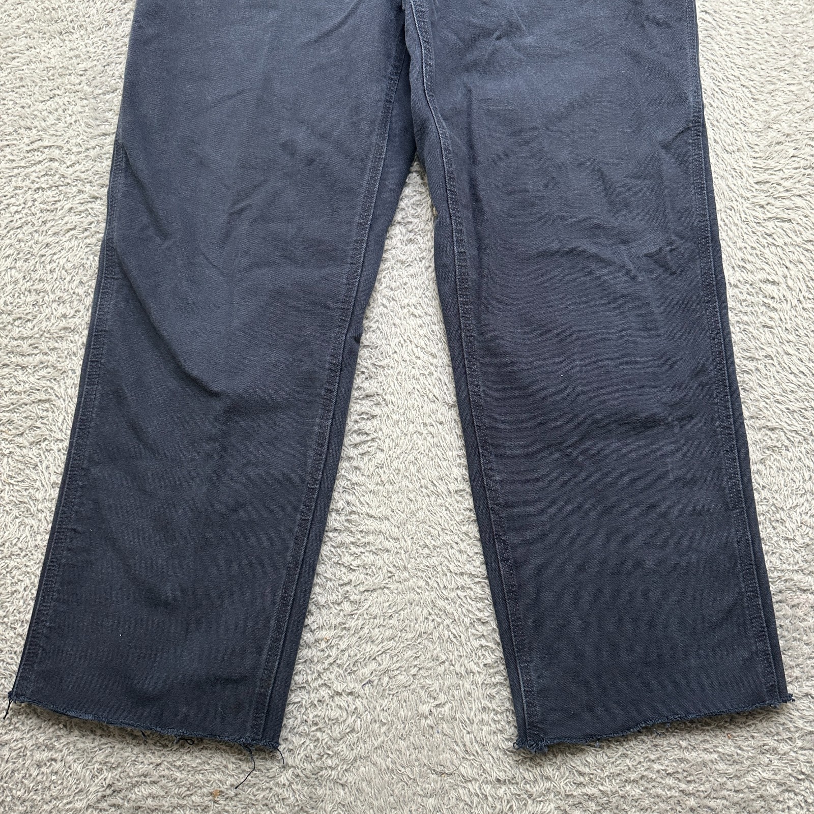 Carhartt Relaxed Carpenter Pants Men 35x30 Blue Cut Off Canvas Workwear image 4