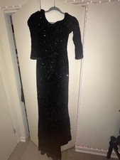 Black Ballroom Prom Dress Size Medium Long Sleeve with Rhinestones and Sequins