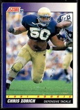 1991 SCORE CHRIS ZORICH #579 CHICAGO BEARS 3036