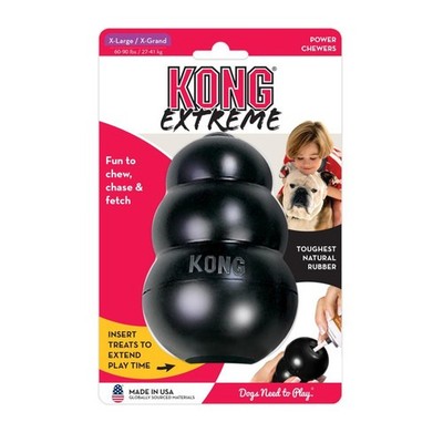 KONG Classic XL, schwarz - Kauspielzeug aus Naturkautschuk für Hunde Spielzeug