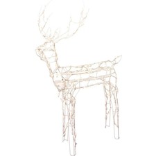 Animated 3-D Wire Standing Buck Reindeer, Lighted and Moving Christmas Yard Deco