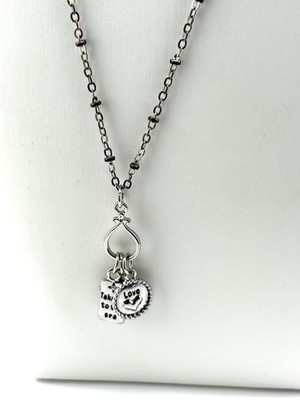 Sliver Tone Charmed Necklace (Take Me To The SEA )  Star Fish, Love,  21   AB-6
