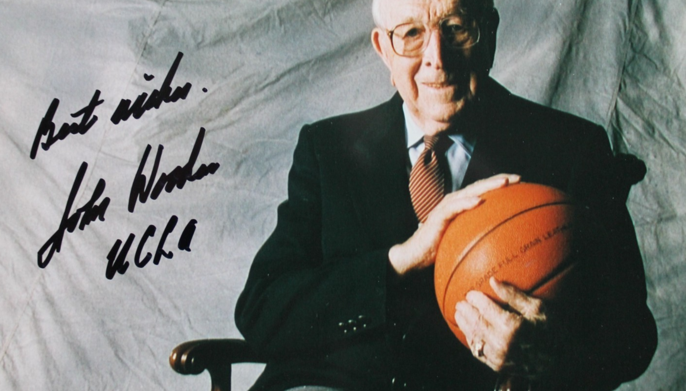 John Wooden Autographed Signed UCLA Bruins (d.2010) UCLA Basketball Coach 8x10 Photo PSA 