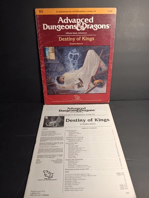 Vintage 1986 AD&D N3 Destiny of Kings Dungeons & Dragons Game Module TSR 9163 