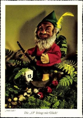 8 Old Postcard Dwarves in the Forest Pucki Lucki, Various Views - 31517