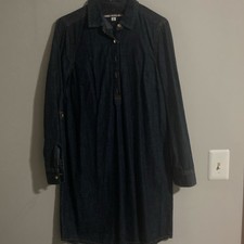 Tommy Hilfiger Dark Blue Denim Shirt Dress Knee Length S/P Long Sleeve