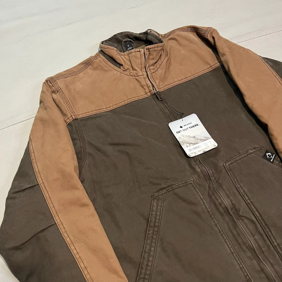 Nuevo Dri Duck Ropa de Trabajo Chaqueta Hombres Dos Tonos Marrón Edredón Lona Chaqueta Abrigo Skate-S Foto 2 de 4