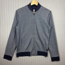 Aquascutum Full Zip Jacket Grey Polyester Elasticated Hem Cuffs Men's Size S