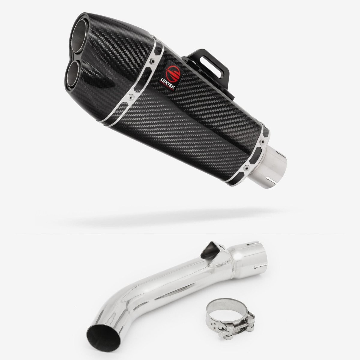 Lextek Carbon Fibre XP13C 210mm Exhaust with Link Pipe Silencer Rear Polished