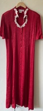 Vintage Fredericks of Hollywood Red Satin Floral Heart Choker Corset Dress Sz 16