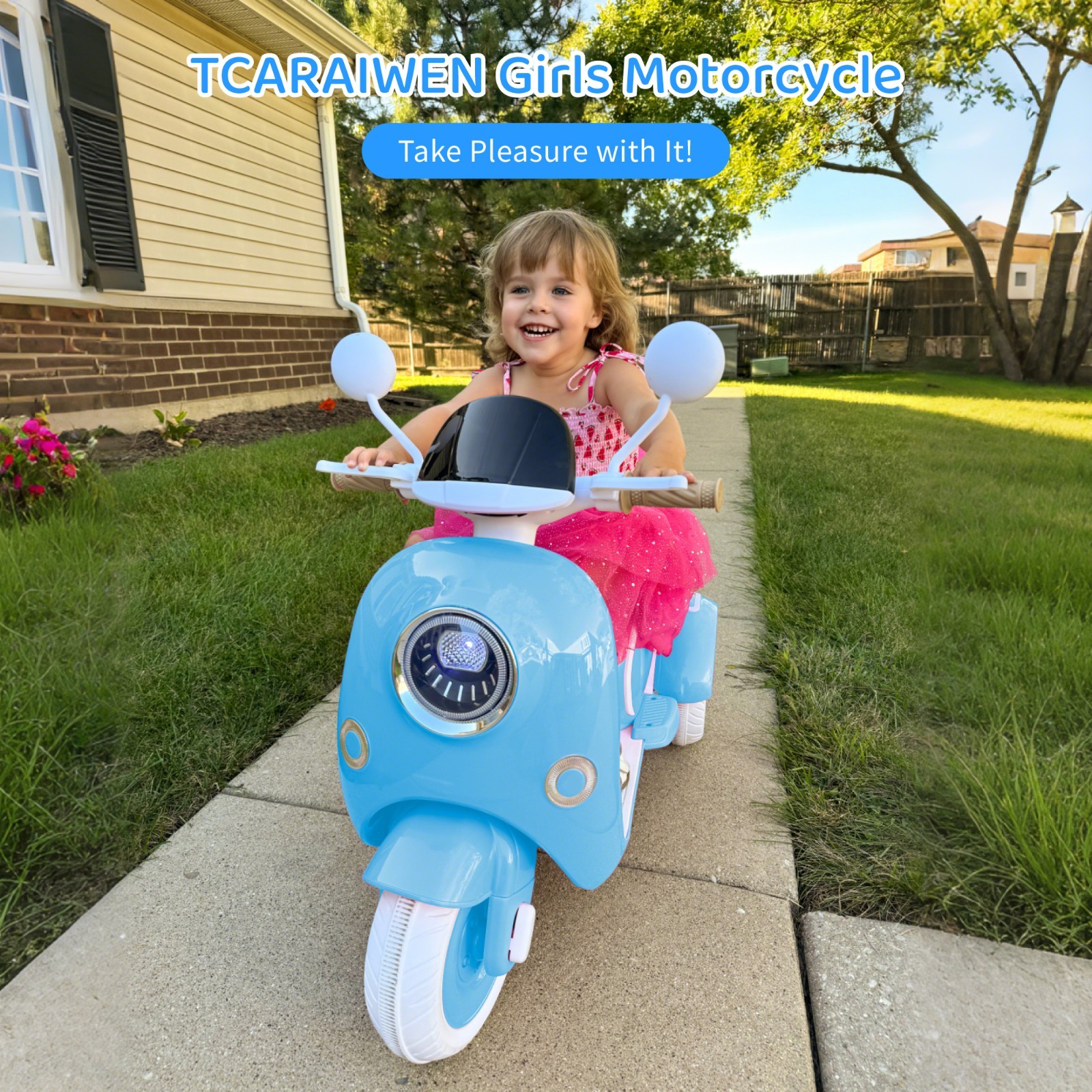 12V Kids Electric Motorcycle Ride on toy 3-Wheeler Tricycle 2 Seater with Remote