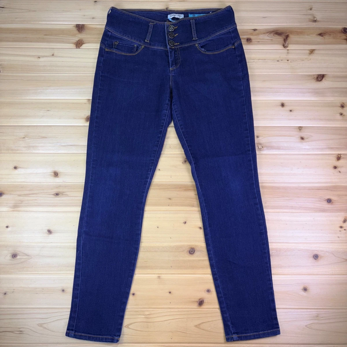 Jean Large Indigo Foncé À Taille Basse Et Cordons | Denim | PLT FR