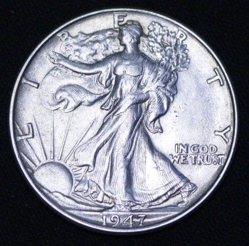 1947 WALKING LIBERTY SILVER HALF DOLLAR AU