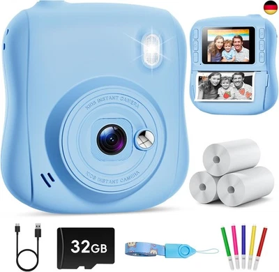 Hangrui Kinderkamera Sofortbildkamera, 14MP Sofortbildkamera Kinder mit 32G