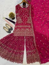 SALWAR KAMEEZ PAKISTANI INDIAN WEDDING PARTY WEAR DRESS BOLLYWOOD SUIT SHARARA
