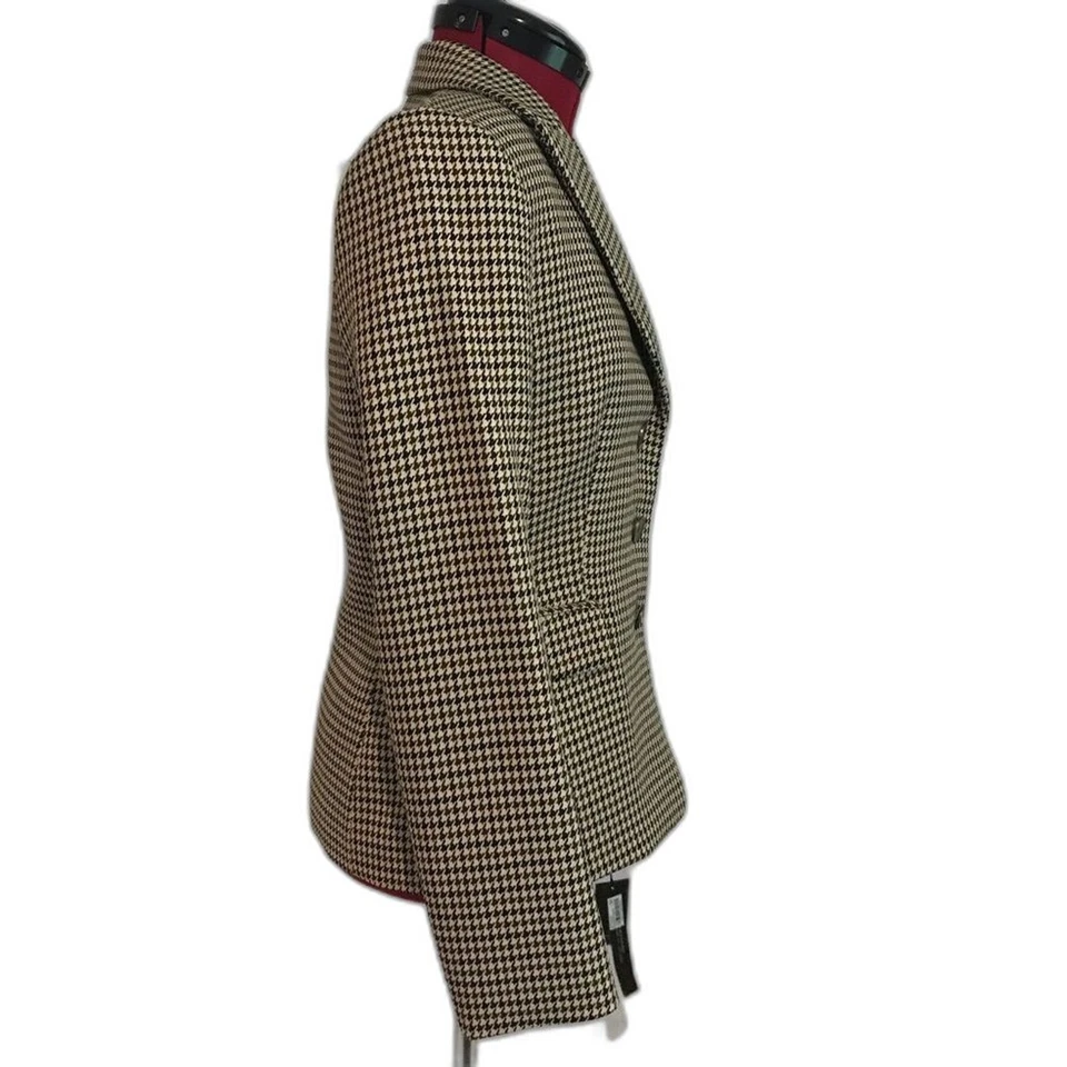 Blazer Tahari ASL para mujer talla 4 marrón/crema/negro pata de gallo mangas largas nuevo con etiquetas Foto 3 de 4