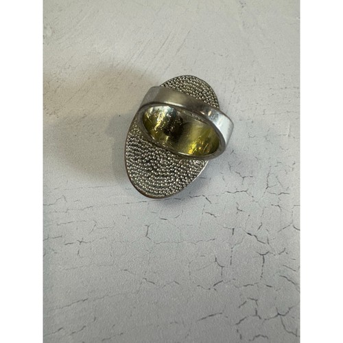 Bold Blue Oval Stone Statement Ring 10 Silver Tone Boho Cocktail Ring southwest - Picture 4 of 10