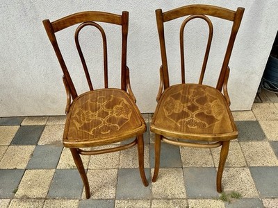 1 Paar Original Thonet Stühle Nr 206 Gef . ca 1890 mit Etikett Und Stempel