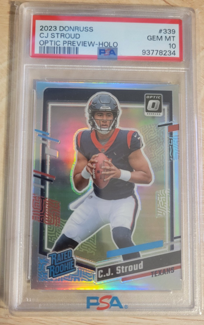 2023 Panini Donruss C.J. Stroud Optic Rated Rookie Preview Holo RC #339 PSA 10 view 1