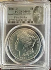 2021-D Morgan Silver Dollar First Strike- PCGS MS69. Original US Mint Box & COA.